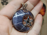 Purple Chalcedony Crescent Moon Pendant