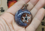 Purple Chalcedony Crescent Moon Pendant