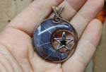 Purple Chalcedony Crescent Moon Pendant