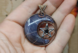 Purple Chalcedony Crescent Moon Pendant