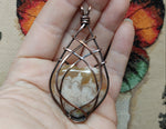 Plume Agate Heart Pendant Necklace in Copper