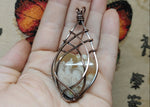 Plume Agate Heart Pendant Necklace in Copper