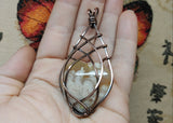 Plume Agate Heart Pendant Necklace in Copper