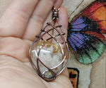 Plume Agate Heart Pendant Necklace in Copper