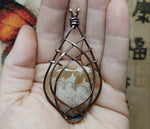 Plume Agate Heart Pendant Necklace in Copper