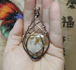 Plume Agate Heart Pendant Necklace in Copper
