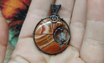 Wonderstone Jasper Crescent Moon Pendant with Aquamarine Star