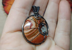 Wonderstone Jasper Crescent Moon Pendant with Aquamarine Star