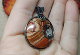 Wonderstone Jasper Crescent Moon Pendant with Aquamarine Star