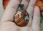 Wonderstone Jasper Crescent Moon Pendant with Aquamarine Star
