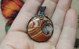 Wonderstone Jasper Crescent Moon Pendant with Aquamarine Star
