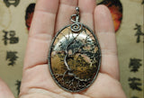 Pink Oregon Rhodonite Tree of Life Pendant Necklace in Sterling Silver