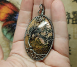 Pink Oregon Rhodonite Tree of Life Pendant Necklace in Sterling Silver