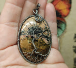 Pink Oregon Rhodonite Tree of Life Pendant Necklace in Sterling Silver