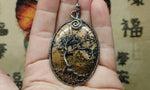 Pink Oregon Rhodonite Tree of Life Pendant Necklace in Sterling Silver