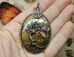 Pink Oregon Rhodonite Tree of Life Pendant Necklace in Sterling Silver