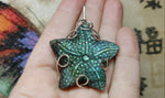 Carved Blue Green Labradorite Starfish Pendant in Sterling Silver