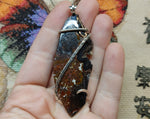 Rare Crown of Silver Psilomelane with Red Moss Agate Pendant in Sterling Silver