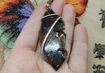 Rare Crown of Silver Psilomelane with Red Moss Agate Pendant in Sterling Silver