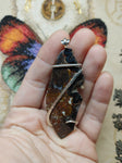 Rare Crown of Silver Psilomelane with Red Moss Agate Pendant in Sterling Silver