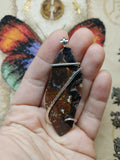 Rare Crown of Silver Psilomelane with Red Moss Agate Pendant in Sterling Silver