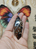 Rare Crown of Silver Psilomelane with Red Moss Agate Pendant in Sterling Silver