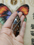 Rare Crown of Silver Psilomelane with Red Moss Agate Pendant in Sterling Silver