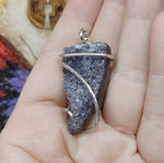 Organic Amethyst Druzy Crystal Pendant in Sterling Silver