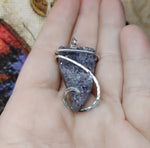 Organic Amethyst Druzy Crystal Pendant in Sterling Silver