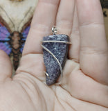 Organic Amethyst Druzy Crystal Pendant in Sterling Silver
