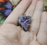 Abstract Amethyst Druzy Crystal Pendant in Sterling Silver