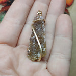 Rare Ametrine Druzy Crystal Pendant in 14kt Yellow Gold Fill