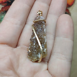 Rare Ametrine Druzy Crystal Pendant in 14kt Yellow Gold Fill
