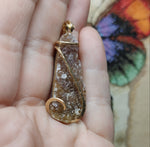 Rare Ametrine Druzy Crystal Pendant in 14kt Yellow Gold Fill