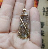 Rare Ametrine Druzy Crystal Pendant in 14kt Yellow Gold Fill