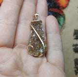 Rare Ametrine Druzy Crystal Pendant in 14kt Yellow Gold Fill