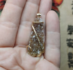 Rare Ametrine Druzy Crystal Pendant in 14kt Yellow Gold Fill