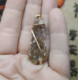 Rare Ametrine Druzy Crystal Pendant in 14kt Yellow Gold Fill