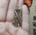 Rare Ametrine Druzy Crystal Pendant in 14kt Yellow Gold Fill