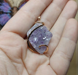 Lavender Amethyst Druzy Crystal Pendant in Rose Gold Fill