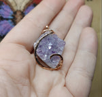 Lavender Amethyst Druzy Crystal Pendant in Rose Gold Fill