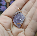 Lavender Amethyst Druzy Crystal Pendant in Rose Gold Fill