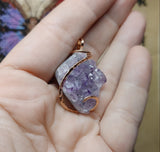 Lavender Amethyst Druzy Crystal Pendant in Rose Gold Fill