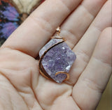 Lavender Amethyst Druzy Crystal Pendant in Rose Gold Fill