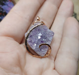 Lavender Amethyst Druzy Crystal Pendant in Rose Gold Fill