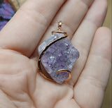 Lavender Amethyst Druzy Crystal Pendant in Rose Gold Fill