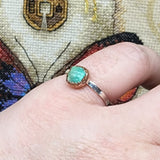 Raw Turquoise Stone Ring in Copper and Sterling Ring Sz 8