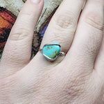 Raw Turquoise Stone Ring in Sterling Silver Ring Sz 9.75