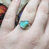 Raw Turquoise Stone Ring in Sterling Silver Ring Sz 9.75