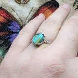 Raw Turquoise Stone Ring in Sterling Silver Ring Sz 9.75